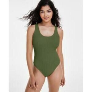 COTTON ON Women's Low-Back One-Piece Swimsuit Green XS